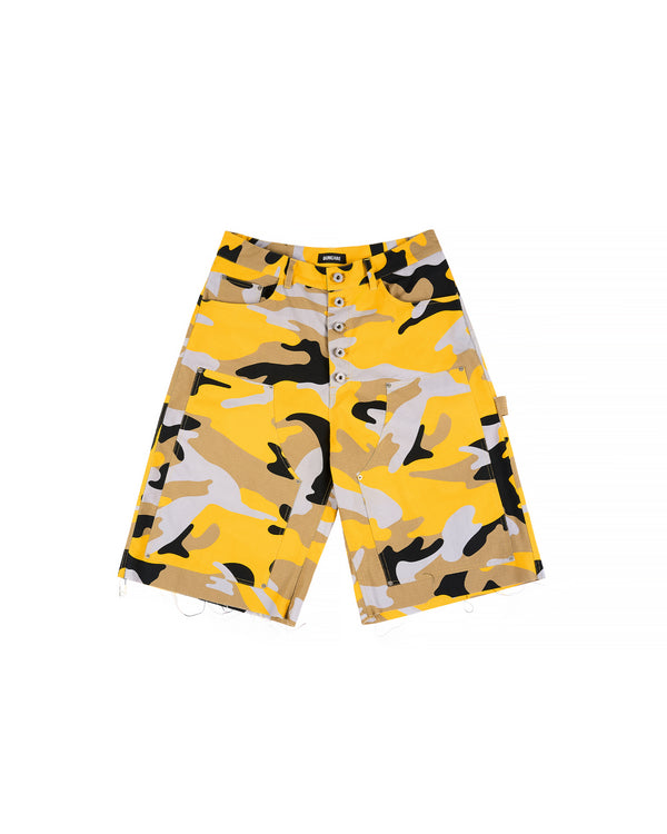 YELLOW CAMO BAGGY JORTS