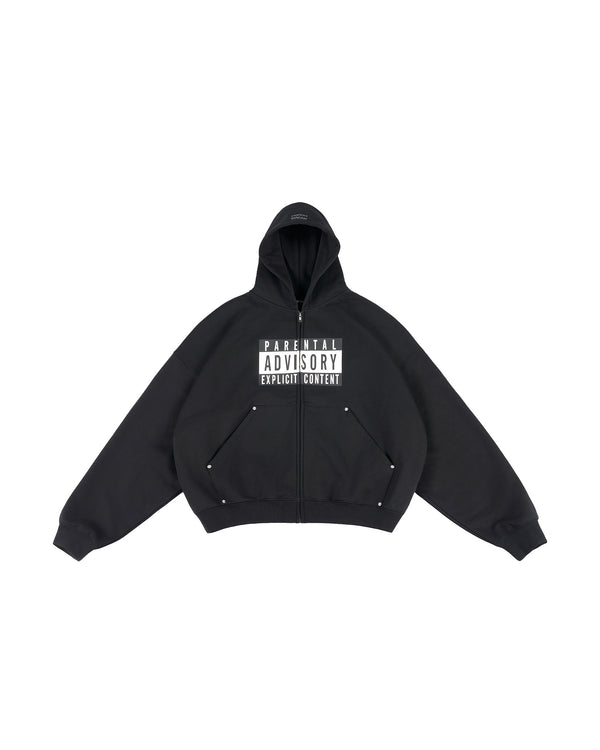 BLACK ZIP-UP HOODIE
