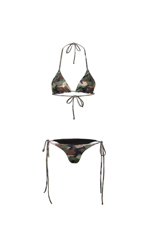 DONCARE "Camo rhinestone bikini set"
